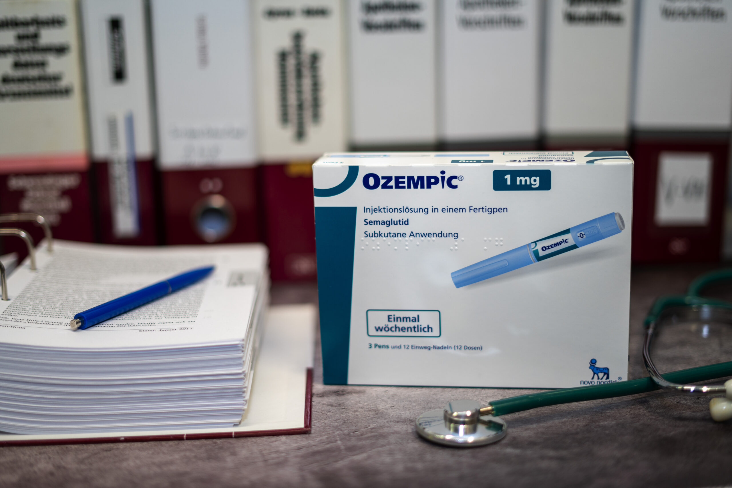 a drug box of ozempic containing semaglutide for treatment of t